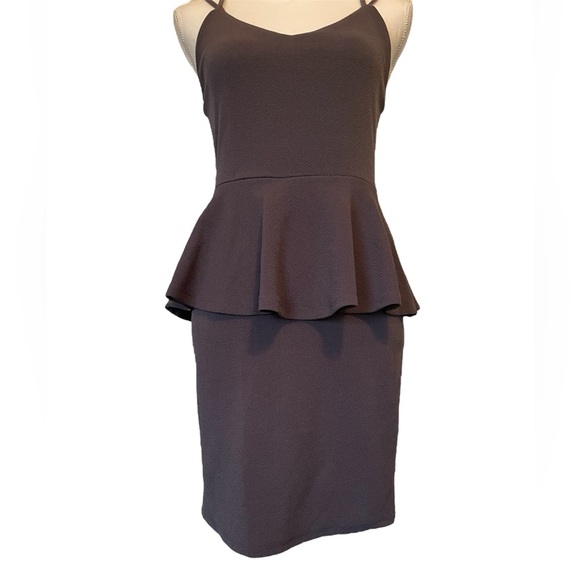 Charlotte Russe Dark Gray Chic Peplum Mini Above-Knee Dress Women’s Medium - Picture 5 of 14